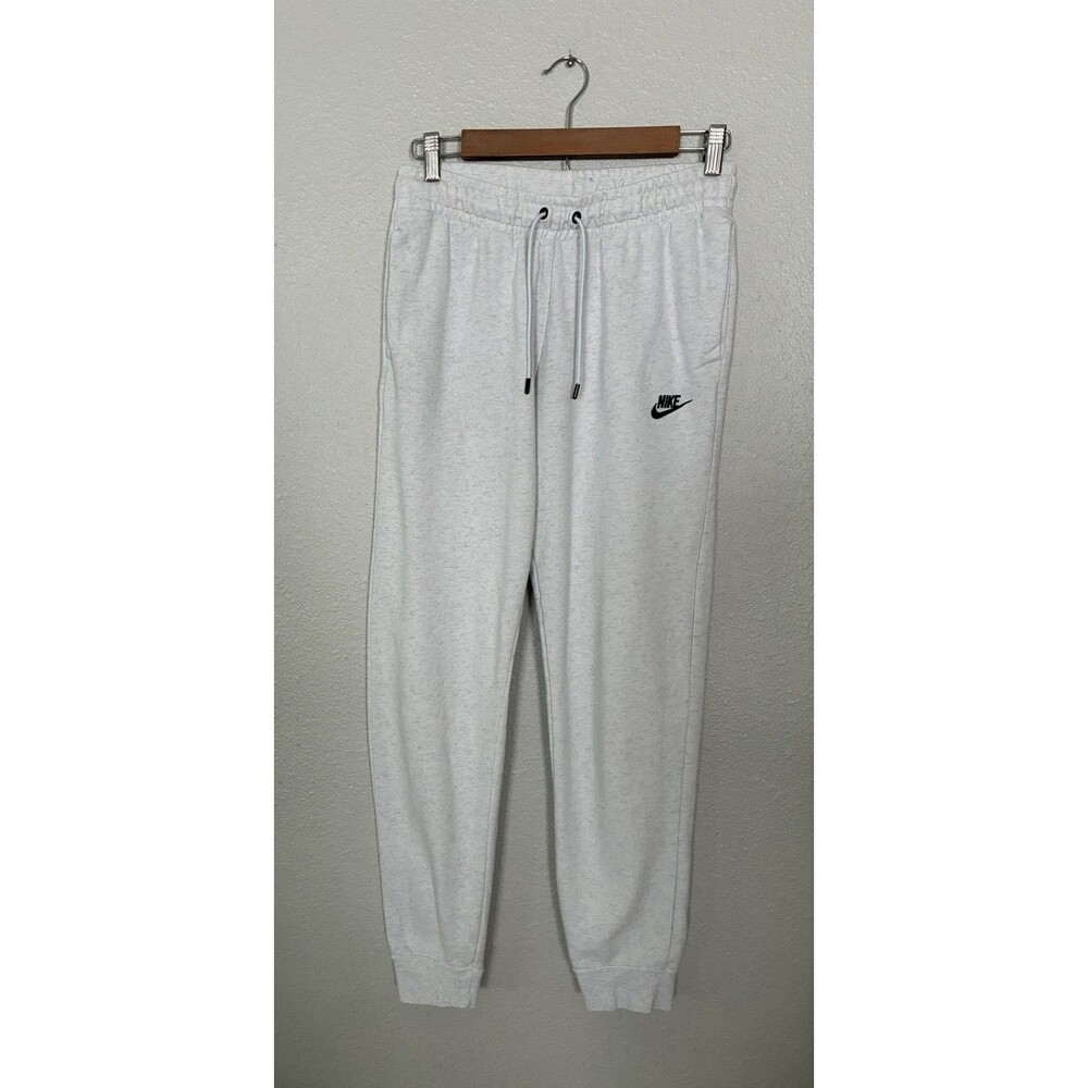 Nike Sportswear Essential Fleece Joggers Womens Small White Heather Grey Pants